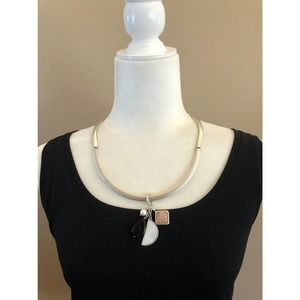 White House Black Market Siler Collar Necklace with Semi Precious Charms